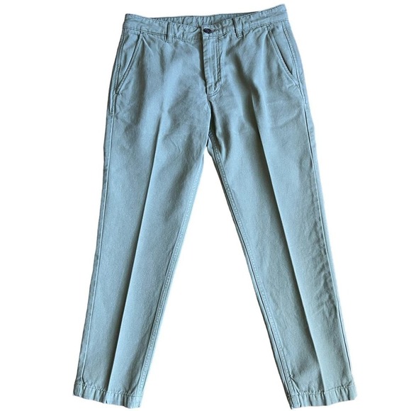 Zara Women's Cropped Front Pleat Khaki Pants, Elastic Waist, Green, size 31 - Picture 1 of 11